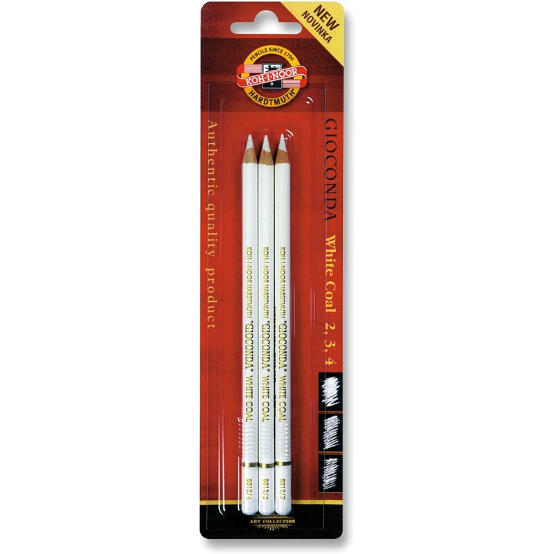 zeichenkohle-reisskohle-stifte-set-weiss-haertegrad-2-3-4-im-3er-blister KOH I NOOR Zeichenkohle Reißkohle- Stifte 3er Set - weiß Härtegrad 2/3/4 - Blister (8812BL)