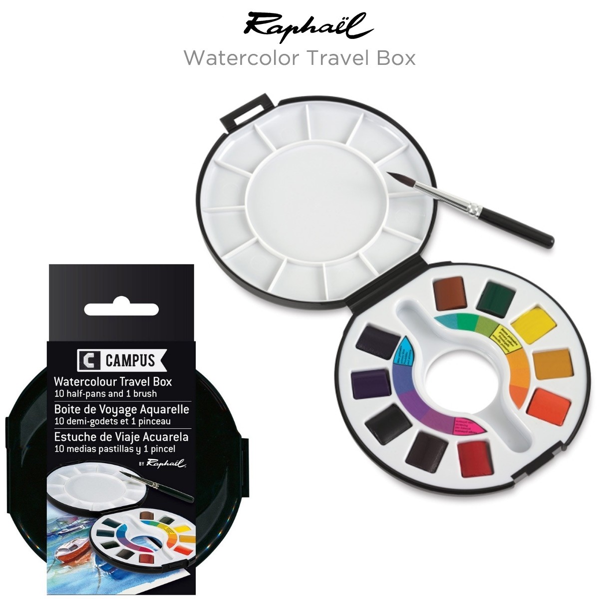 Campus Aquarellreisekasten 10 half pans + 1 Pinsel
