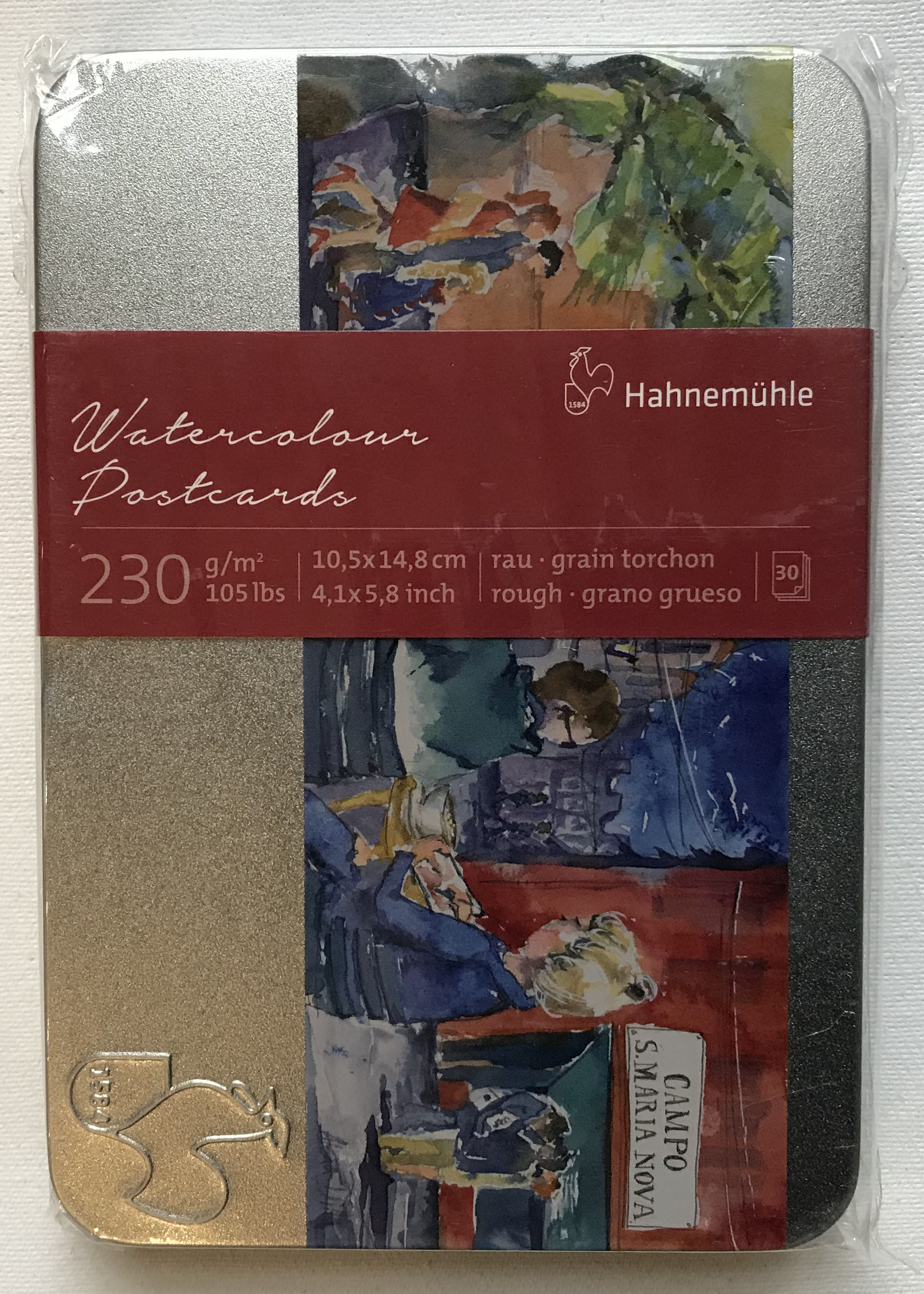 12803-rau Hahnemuhle Aquarellpostkarten Metallbox