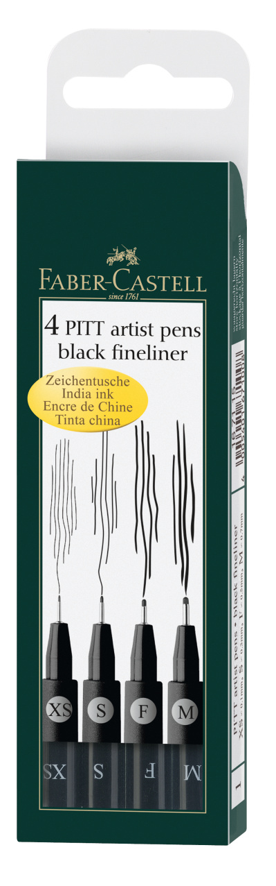 167115_Pitt-Artist-Pen-India-ink-pen-wallet-of-4-black_Office_15051 Faber-Castell PITT Tuschestift Artist Pen Set