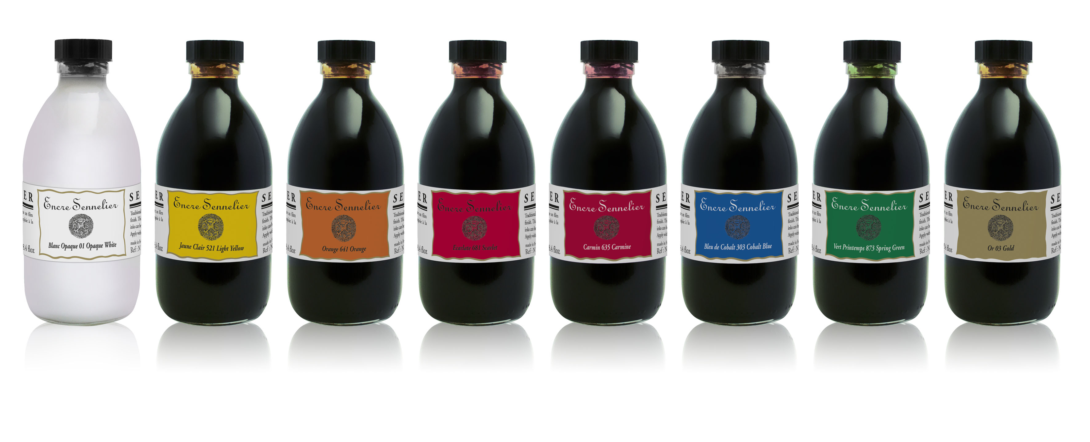 Encre250ml-8nvellescouleursalignees Sennelier Schellacktusche 250 ml
