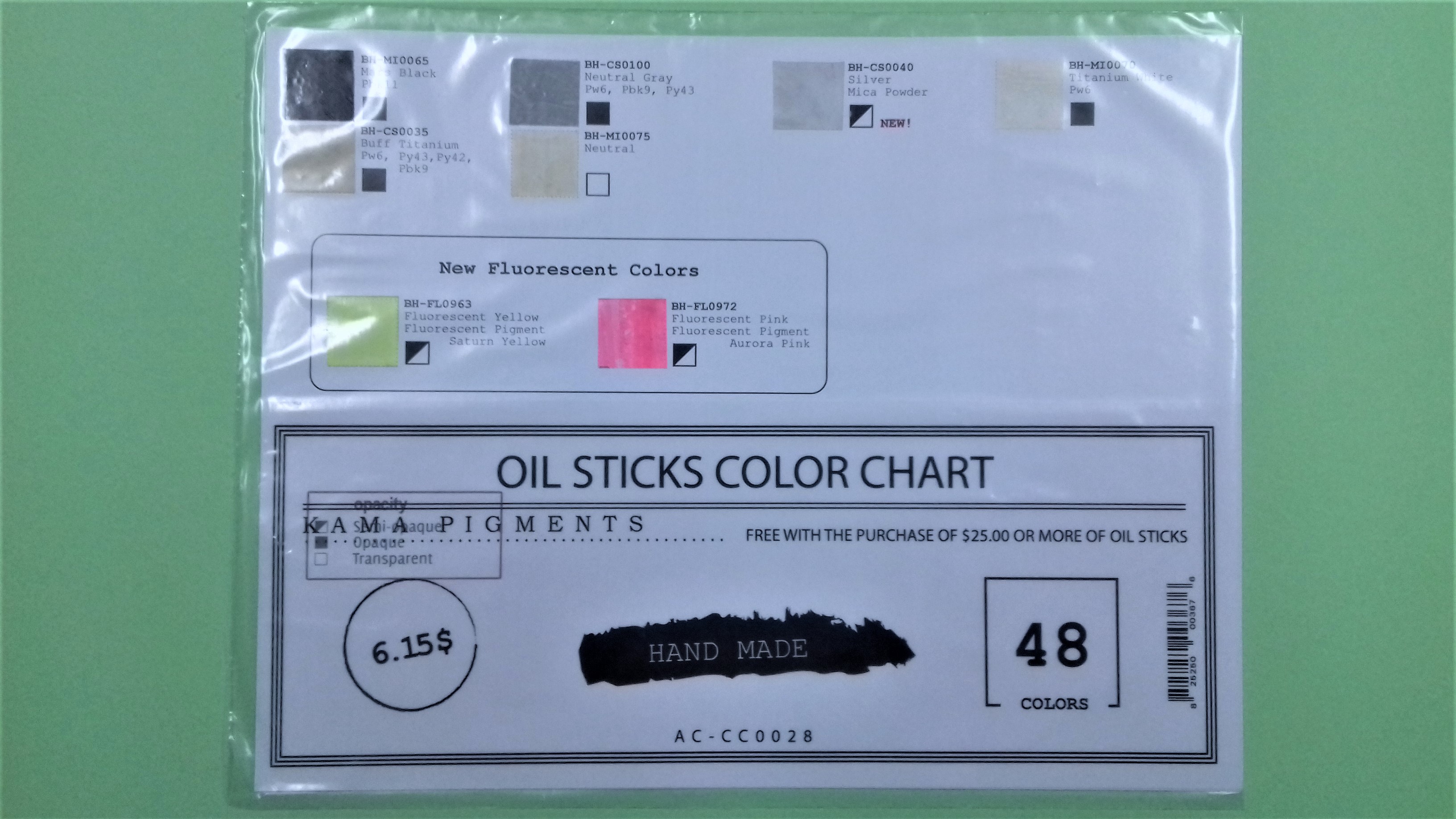 Kama Pigments Charte de Couleurs de Bâtons à L'huile